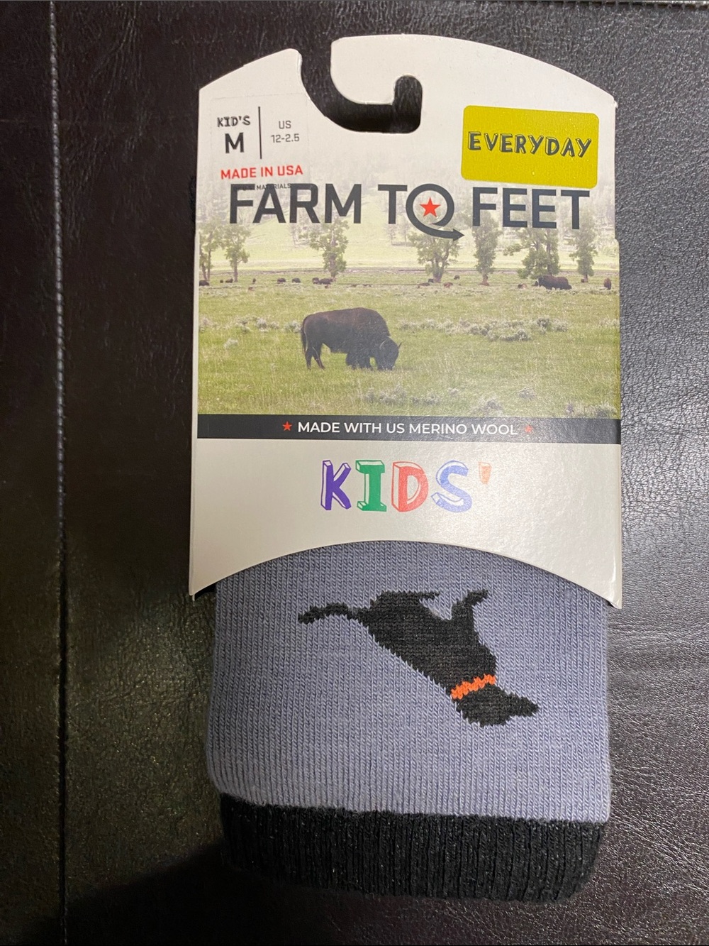 Kids' Gray Dog Pattern Merino Wool Socks - Everyday
